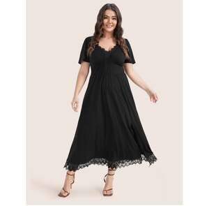 BloomChic  Plus Size 30 6X Lace-Trimmed Midi Dress with Pockets